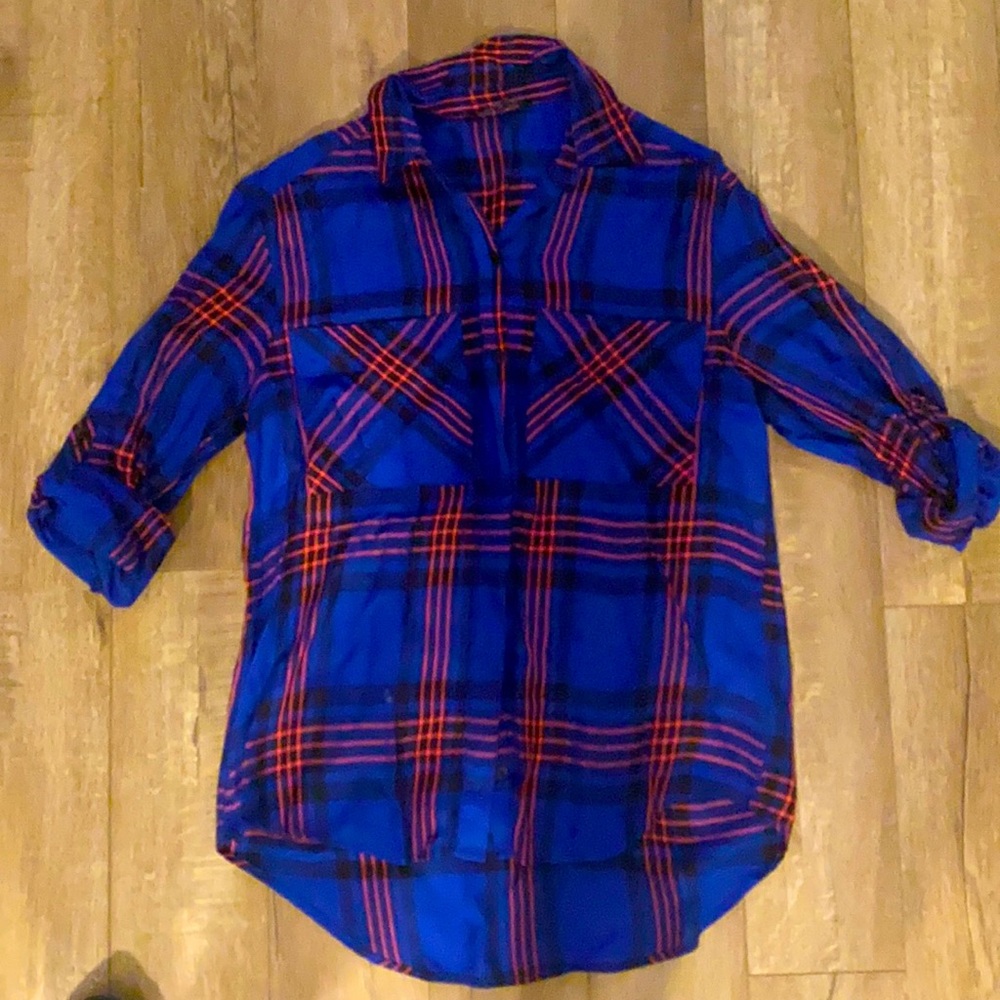 Express plaid 3/4 sleeve button down